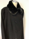 WINDSMOOR BLACK DETACHABLE FAUX FUR COLLAR FULL LENGTH COAT SIZE 24