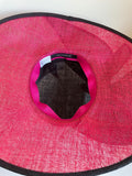 JACQUES VERT DARK PINK & BLACK BOW & FEATHER TRIM FORMAL HAT