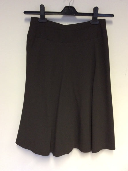 JIGSAW DARK BROWN A LINE WOOL BLEND KNEE LENGTH SKIRT SIZE 8