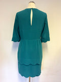 WHISTLES GREEN TIERED SCALLOPED EDGE DRESS SIZE 12