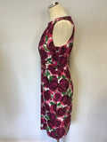 PHASE EIGHT PINK,GREEN & WHITE FLORAL PRINT DRESS SIZE 12