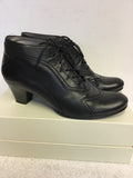 GABOR BLACK LEATHER LACE UP SHOE BOOTS SIZE 6/39