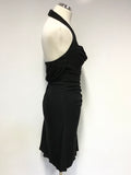 KAREN MILLEN BLACK HALTER NECK DRAPED OCCASION DRESS SIZE 10