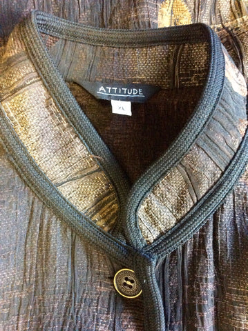ATTITUDE BROWN & BLACK LEAF PRINT JACKET SIZE XL