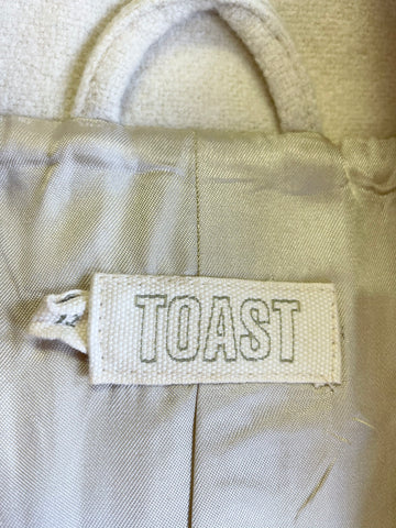 TOAST CREAM BUTTON FASTEN WOOL BLEND KNEE LENGTH COAT SIZE 12