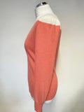REISS CORAL & CREAM LAMBSWOOL & CASHMERE BLEND LONG SLEEVED JUMPER SIZE M