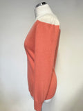 REISS CORAL & CREAM LAMBSWOOL & CASHMERE BLEND LONG SLEEVED JUMPER SIZE M