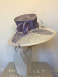 BRAND NEW WHITELEY WHITE & LILAC WIDE BRIM FORMAL HAT