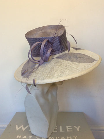 BRAND NEW WHITELEY WHITE & LILAC WIDE BRIM FORMAL HAT