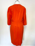 HUGO BOSS ORANGE WOOL HALF SLEEVE PENCIL DRESS SIZE 10