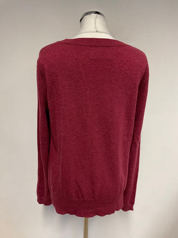 TOAST DEEP RED 100% LAMBSWOOL LONG SLEEVED JUMPER SIZE L