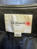 LK BENNETT BLACK LEATHER & WOOL SLEEVE BIKER STYLE JACKET SIZE 10