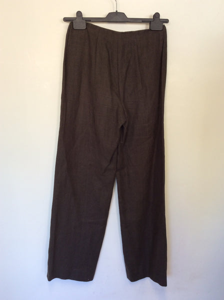 HOBBS BROWN LINEN TROUSERS SIZE 10