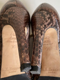 LK BENNETT BROWN SNAKESKIN LEATHER ZIP SIDE HEELS SIZE 3.5/36