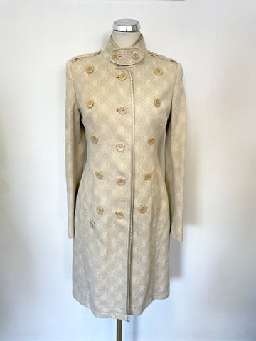 KAREN MILLEN CREAM EMBOSSED PRINT COTTON COAT SIZE 10