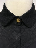 BRAND NEW MULBERRY BLACK COTTON & SILK PRINT BLOUSE SIZE 8
