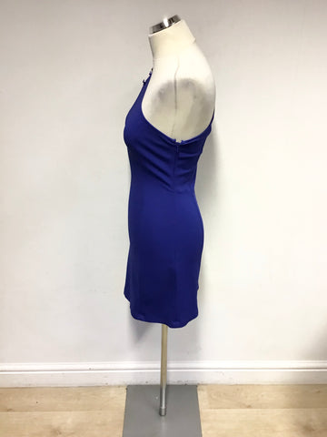 VERSUS VERSACE COBALT BLUE ONE SHOULDER STRETCH MINI DRESS SIZE 42 UK 8/10