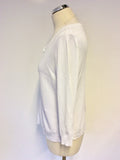 JIGSAW WHITE SCOOP NECK COTTON CARDIGAN SIZE 12