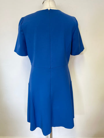 HOBBS BLUE SHORT SLEEVED FIT & FLARE DRESS SIZE 14