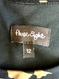 PHASE EIGHT BLACK & TAN PRINT STRETCH PENCIL DRESS SIZE 12