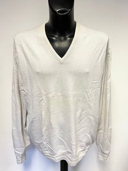 MARKS & SPENCER BEST OF BRITISH PORCELAIN 100% CASHMERE V NECK JUMPER SIZE XXL.