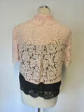 WHISTLES PINK & NAVY BLUE LACE SHORT SLEEVE COLLARED TOP SIZE 12