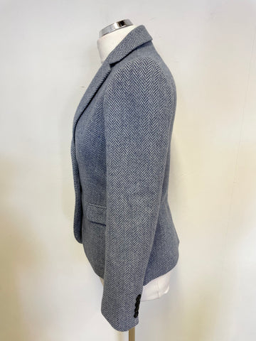 JIGSAW BLUE WOOL BLEND TWEED JACKET SIZE 10