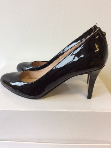 BRAND NEW MODA IN PELLE BLACK PATENT LEATHER HEELS SIZE 4/37