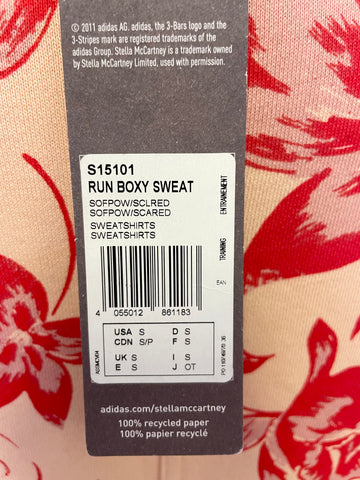 BRAND NEW STELLA McCARTNEY FOR ADIDAS PEACH & RED FLORAL PRINT OVERSIZE BOXY SWEATSHIRT TOP SIZE S