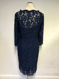 JIGSAW TEAL BLUE 3/4 SLEEVE LACE PENCIL DRESS SIZE 12