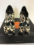 KAREN MILLEN PONY SKIN LEOPARD PRINT PEEP TOE HEELS SIZE 6/39