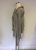 ALL SAINTS LIGHT GREY TAVARA DRAPED WATERFALL CARDIGAN SIZE 8
