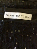 BRAND NEW GINA BACCONI BLACK SILK SEQUINNED LONG EVENING SKIRT SIZE 18
