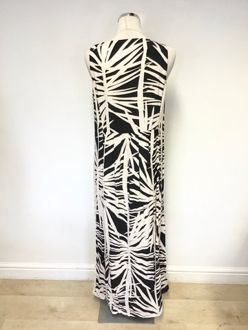MINT VELVET IVORY & BLACK PRINT SLEEVELESS MAXI DRESS SIZE 12