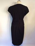 REISS BLACK MADDOX TWIST FRONT V NECKLINE DRESS SIZE 12
