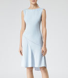 REISS LANA LIGHT BLUE SLEEVELESS SCOOP BACK A LINE DRESS SIZE 12