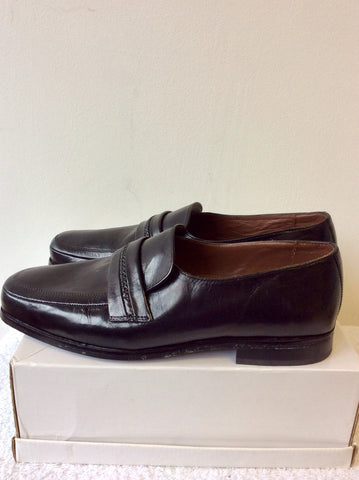 BRAND NEW MARKS & SPENCER COLLEZIONE BLACK LEATHER SLIP ON SHOES SIZE 9.5/43.5 EXTRA WIDE FIT