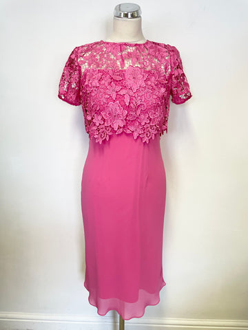 BRAND NEW GINA BACCONI PINK STRAPPY SLIP DRESS WITH LACE OVER TOP SIZE 8