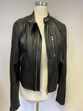 SUPERDRY BLACK COLLARLESS ZIP UP BIKER JACKET SIZE M