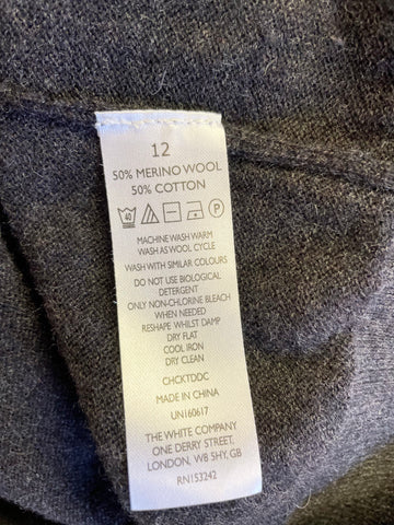 THE WHITE COMPANY CHARCOAL GREY MERINO BLEND LONG SLEEVE JUMPER DRESS SIZE 12