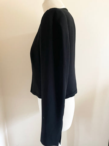 HOBBS INVITATION BLACK COLLARLESS LONG SLEEVE SHORT JACKET SIZE 12