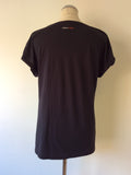 MARCCAIN SPORTS BLACK & MULTI COLOURED PRINT CAP SLEEVE T SHIRT SIZE N4 UK 14