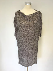 NICOLE FARHI BLACK & GREY PRINT SILK  SHIFT DRESS SIZE 6