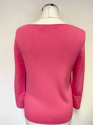 BETTY BARCLAY PINK SCOOP NECKLINE 3/4 SLEEVED CARDIGAN SIZE 10