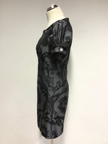 KAREN MILLEN BLACK & GREY FLORAL PRINT DRESS SIZE 10