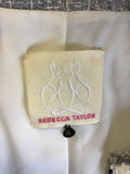 REBECCA TAYLOR GREY WEAVE & WHITE LEATHER TRIM ZIP JACKET SIZE 4 UK 8/10