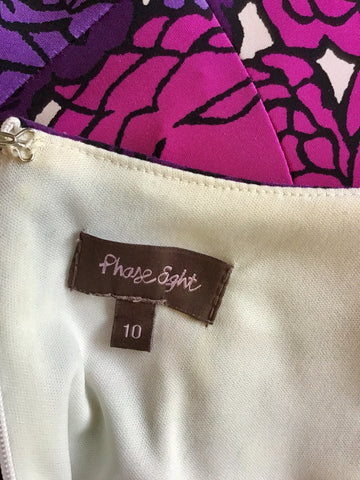 PHASE EIGHT PINK,PURPLE & WHITE FLORAL PRINT DRESS SIZE 10