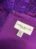 KAREN MILLEN PURPLE EMBROIDERED PENCIL DRESS SIZE 8