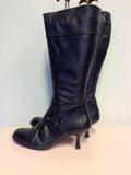 DUO BLACK LEATHER KNEE LENGTH BUCKLE TRIM BOOTS SIZE 5/38
