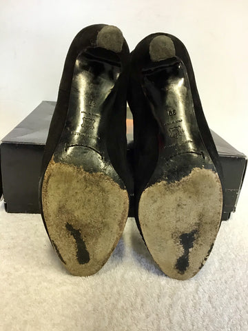 KAREN MILLEN BLACK SUEDE & SILVER STUD TRIM ANKLE BOOTS SIZE 6/39